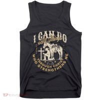 Cowboy Kneeling Cross Scripture Western Bible Verse Jesus Tank Top thumb 0