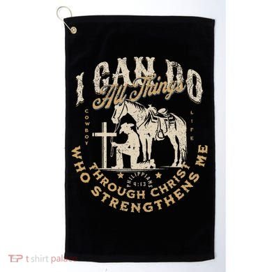 Cowboy Kneeling Cross Scripture Western Bible Verse Jesus Golf Towel
