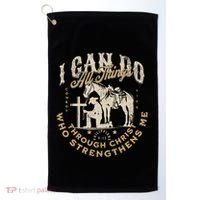 Cowboy Kneeling Cross Scripture Western Bible Verse Jesus Golf Towel thumb 0