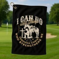 Cowboy Kneeling Cross Scripture Western Bible Verse Jesus Golf Towel thumb 1