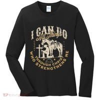 Cowboy Kneeling Cross Scripture Western Bible Verse Jesus Women's Long Sleeve Shirt thumb 0