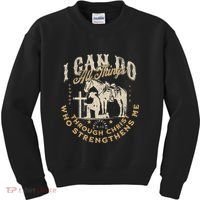 Cowboy Kneeling Cross Scripture Western Bible Verse Jesus Kids Sweatshirt thumb 0