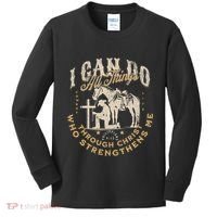 Cowboy Kneeling Cross Scripture Western Bible Verse Jesus Kids Long Sleeve Shirt thumb 0