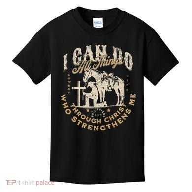 Cowboy Kneeling Cross Scripture Western Bible Verse Jesus Kids T-Shirt