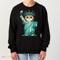 Cute Kawaii Cat Statue Of Liberty Nyc Women's Sweatshirt thumb 0