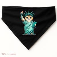 Cute Kawaii Cat Statue Of Liberty Nyc USA-Made Doggie Bandana thumb 0
