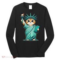 Cute Kawaii Cat Statue Of Liberty Nyc Long Sleeve Shirt thumb 0