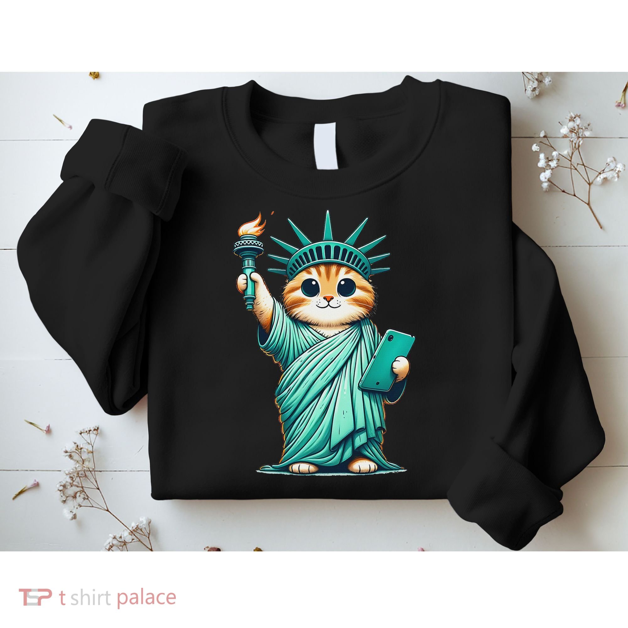 Cute Kawaii Cat Statue Of Liberty Nyc Sweatshirt