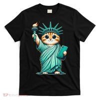 Cute Kawaii Cat Statue Of Liberty Nyc T-Shirt thumb 0