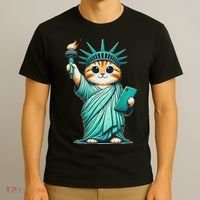 Cute Kawaii Cat Statue Of Liberty Nyc T-Shirt thumb 3