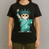 Cute Kawaii Cat Statue Of Liberty Nyc T-Shirt thumb 4