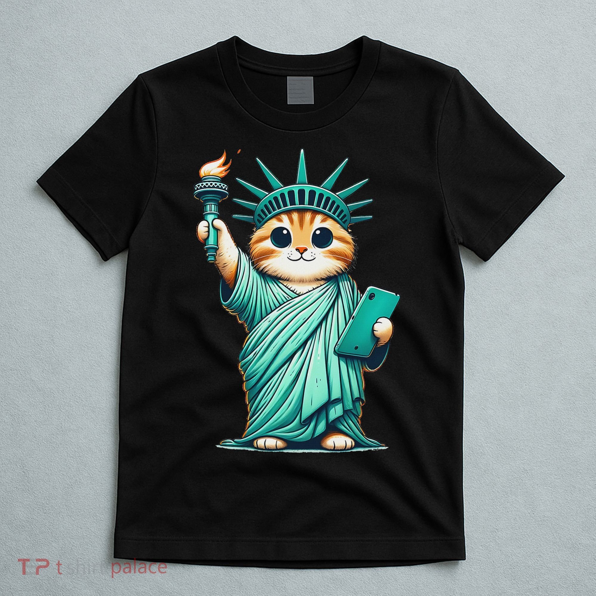 Cute Kawaii Cat Statue Of Liberty Nyc T-Shirt
