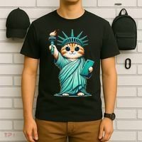 Cute Kawaii Cat Statue Of Liberty Nyc T-Shirt thumb 6