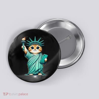 Cute Kawaii Cat Statue Of Liberty Nyc Button