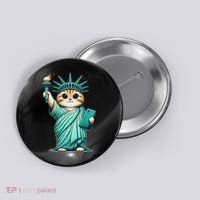 Cute Kawaii Cat Statue Of Liberty Nyc Button thumb 0