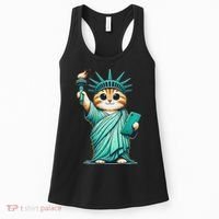 Cute Kawaii Cat Statue Of Liberty Nyc Women's Tank Top thumb 0