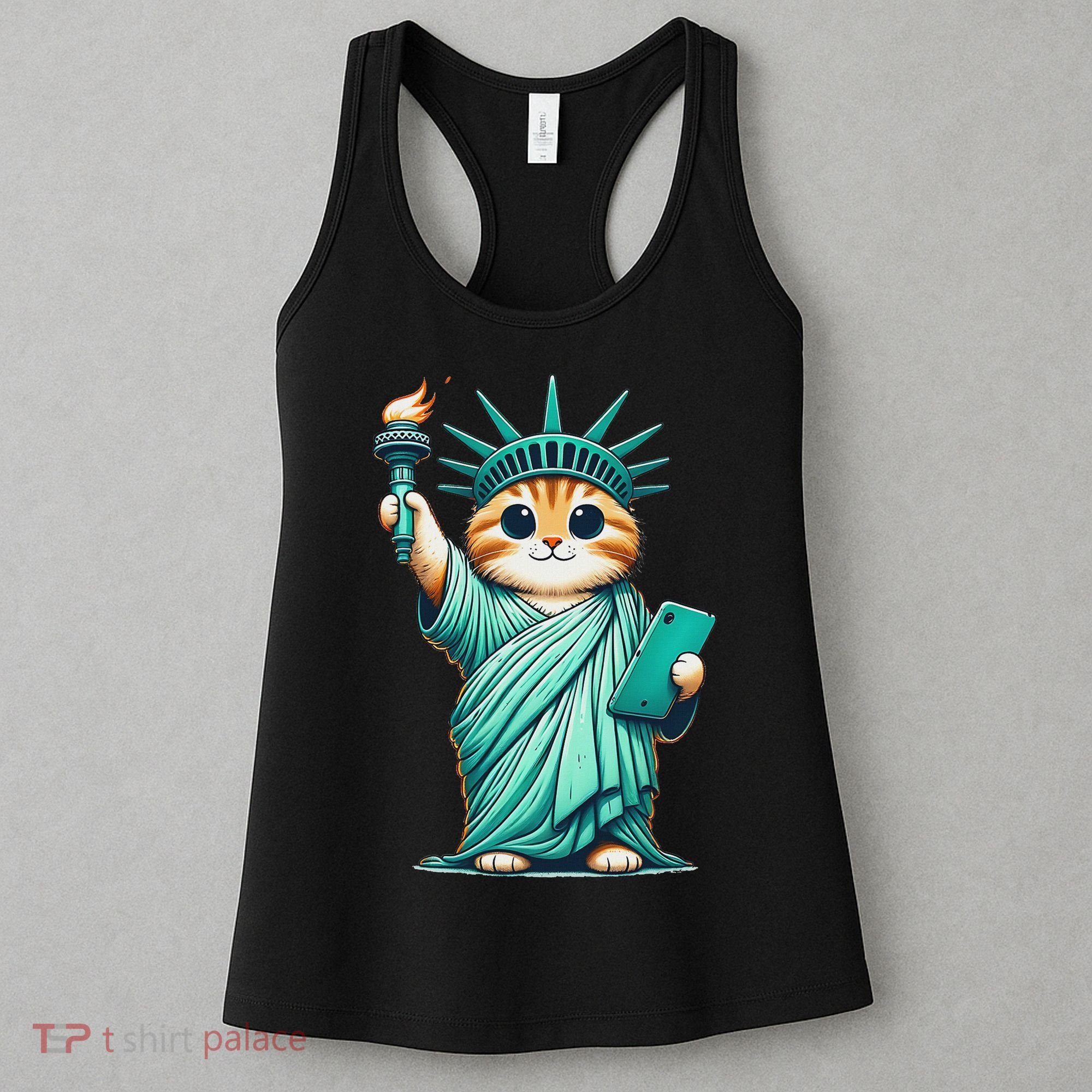 Cute Kawaii Cat Statue Of Liberty Nyc Women's Tank Top