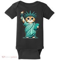 Cute Kawaii Cat Statue Of Liberty Nyc Baby Bodysuit thumb 0