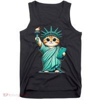 Cute Kawaii Cat Statue Of Liberty Nyc Tank Top thumb 0