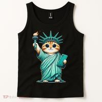 Cute Kawaii Cat Statue Of Liberty Nyc Tank Top thumb 2