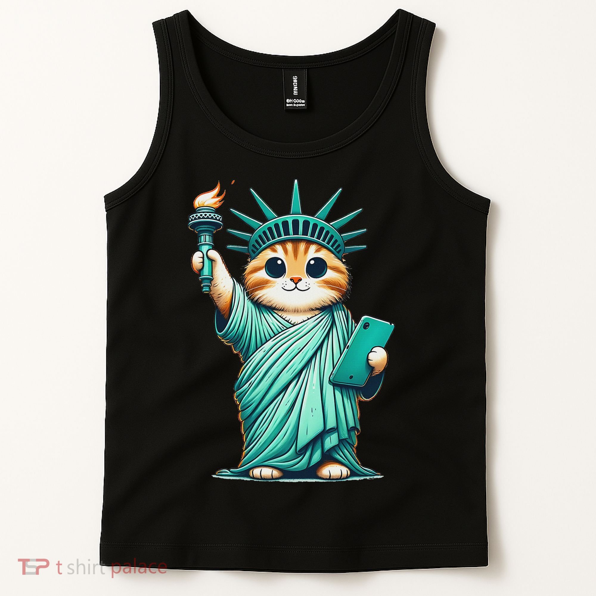 Cute Kawaii Cat Statue Of Liberty Nyc Tank Top