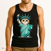Cute Kawaii Cat Statue Of Liberty Nyc Tank Top thumb 3