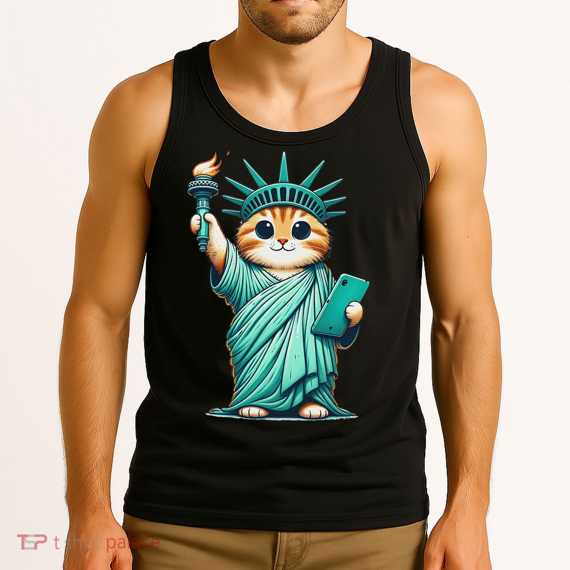 Cute Kawaii Cat Statue Of Liberty Nyc Tank Top