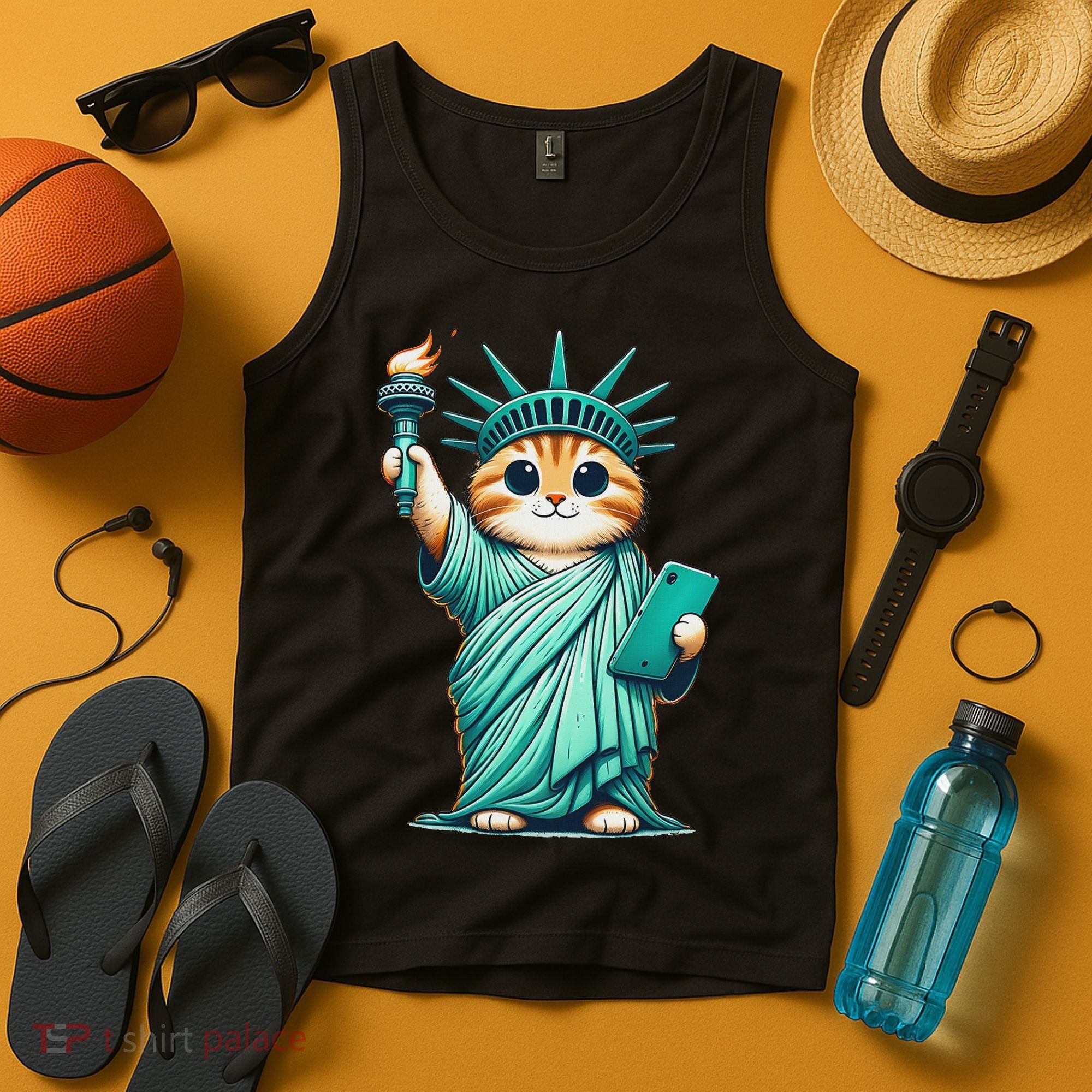 Cute Kawaii Cat Statue Of Liberty Nyc Tank Top
