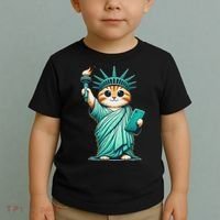 Cute Kawaii Cat Statue Of Liberty Nyc Toddler T-Shirt thumb 2