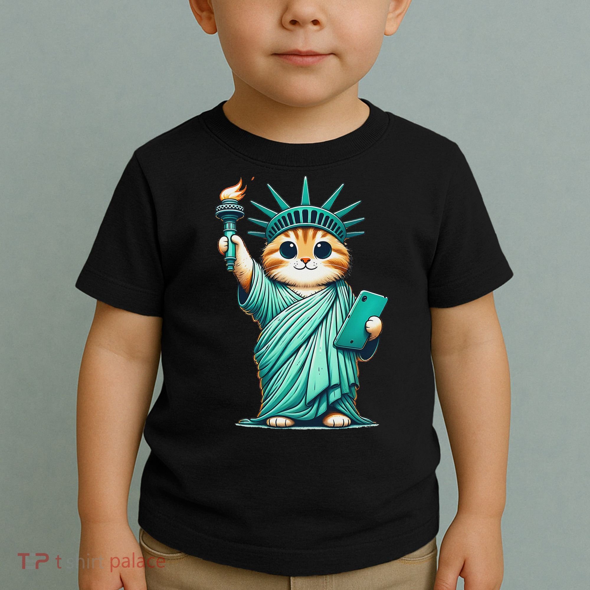 Cute Kawaii Cat Statue Of Liberty Nyc Toddler T-Shirt