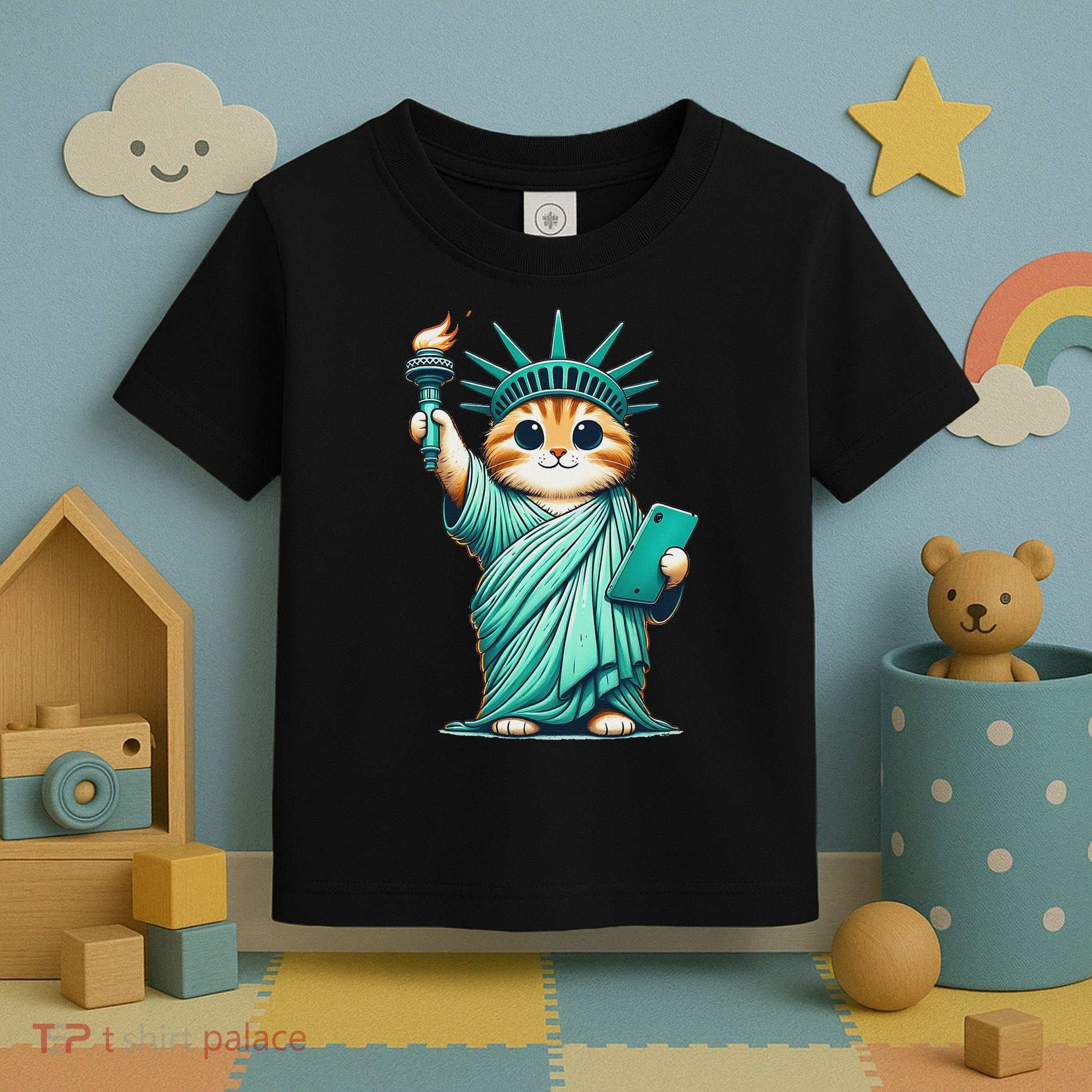 Cute Kawaii Cat Statue Of Liberty Nyc Toddler T-Shirt