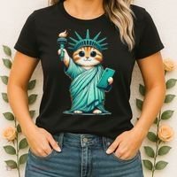 Cute Kawaii Cat Statue Of Liberty Nyc Women's T-Shirt thumb 2