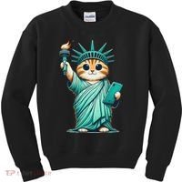 Cute Kawaii Cat Statue Of Liberty Nyc Kids Sweatshirt thumb 0