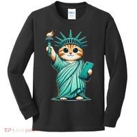 Cute Kawaii Cat Statue Of Liberty Nyc Kids Long Sleeve Shirt thumb 0