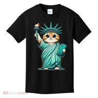Cute Kawaii Cat Statue Of Liberty Nyc Kids T-Shirt thumb 0