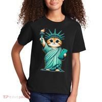 Cute Kawaii Cat Statue Of Liberty Nyc Kids T-Shirt thumb 2