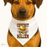 Cowboy Killer Country Skeleton USA-Made Doggie Bandana thumb 1