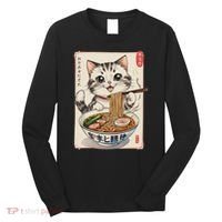 Cute Kawaii Cute Cat Ramen Anime Art For Cat Lovers Long Sleeve Shirt thumb 0