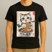 Cute Kawaii Cute Cat Ramen Anime Art For Cat Lovers T-Shirt thumb 3