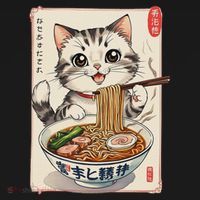 Cute Kawaii Cute Cat Ramen Anime Art For Cat Lovers Polo thumb 3