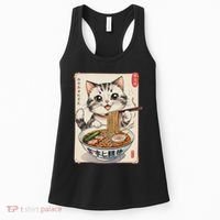 Cute Kawaii Cute Cat Ramen Anime Art For Cat Lovers Women's Tank Top thumb 0