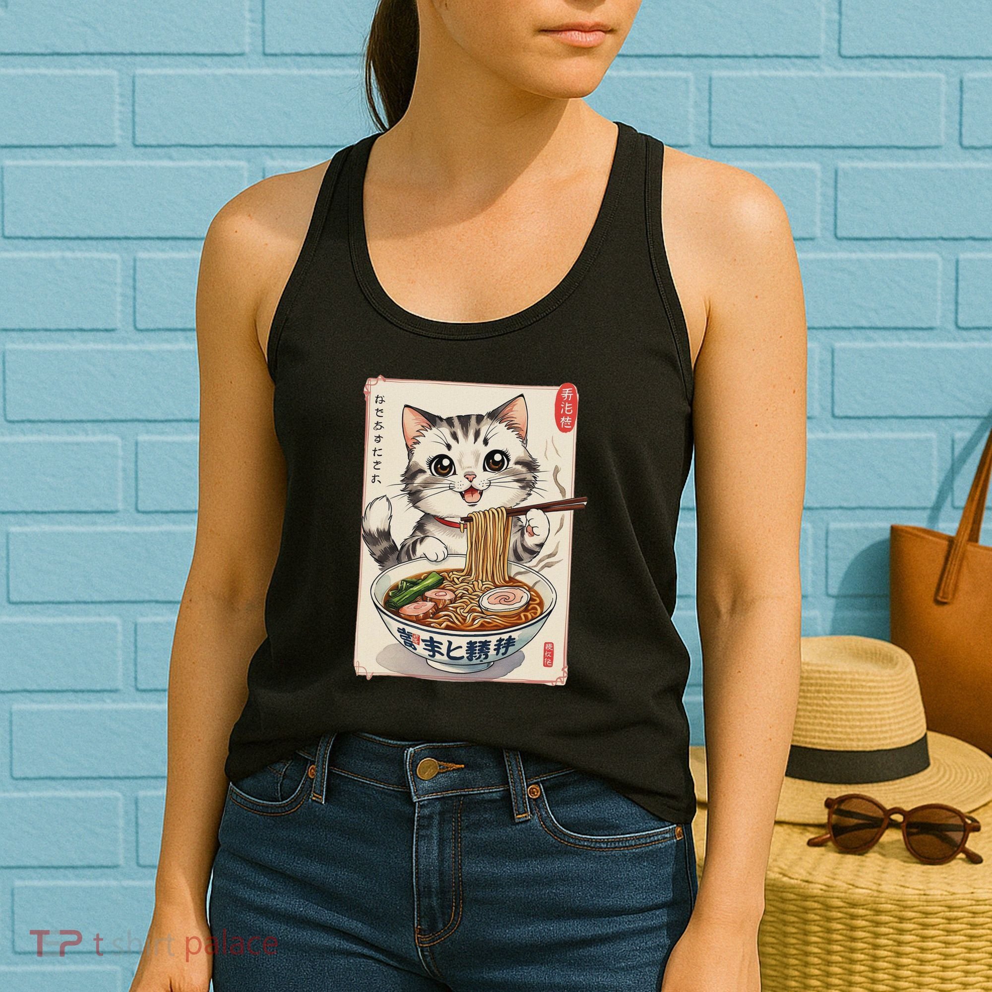 Cute Kawaii Cute Cat Ramen Anime Art For Cat Lovers Women's Tank Top