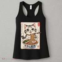 Cute Kawaii Cute Cat Ramen Anime Art For Cat Lovers Women's Tank Top thumb 3