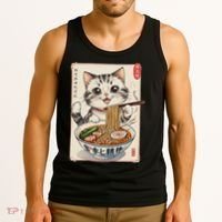 Cute Kawaii Cute Cat Ramen Anime Art For Cat Lovers Tank Top thumb 3