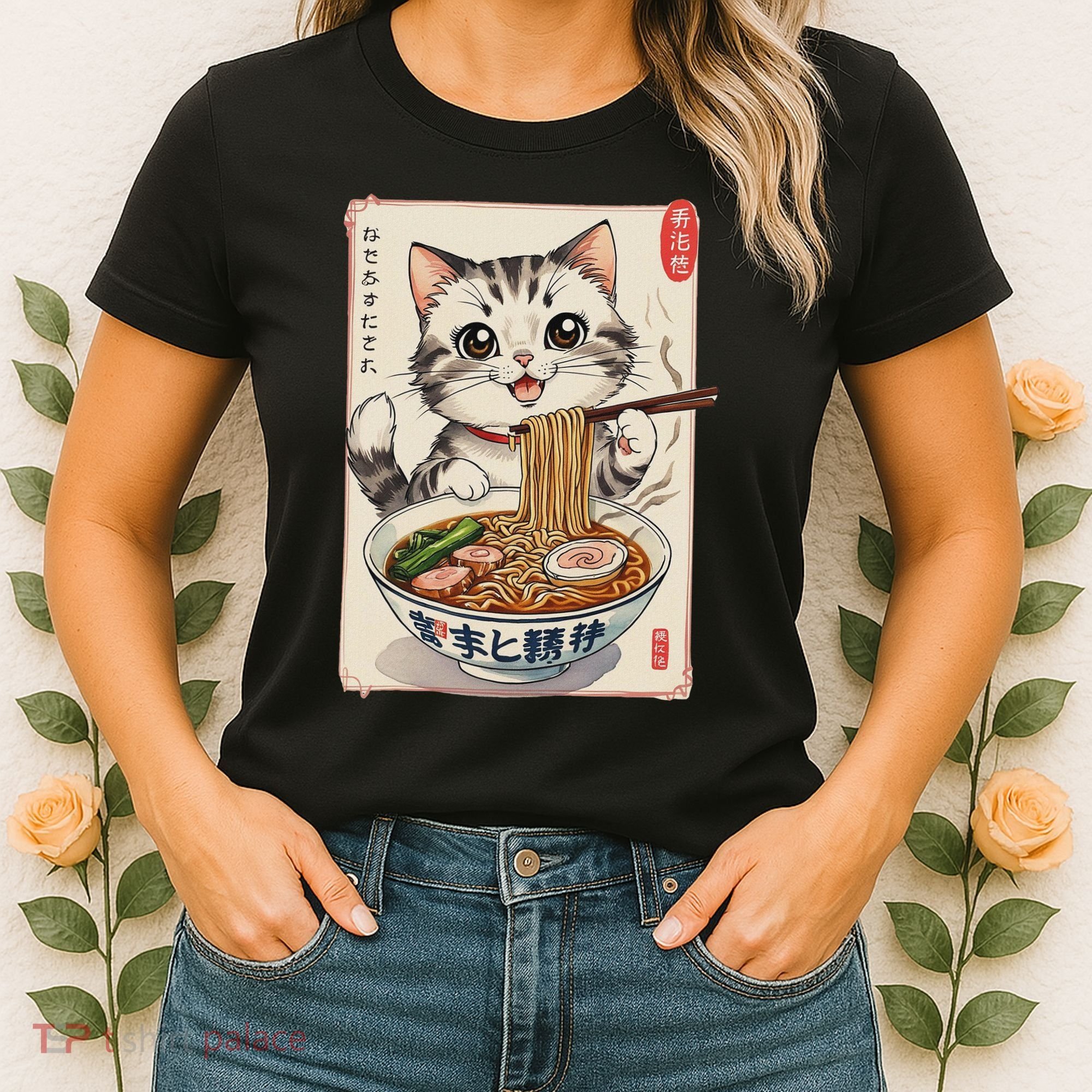 Cute Kawaii Cute Cat Ramen Anime Art For Cat Lovers Women's T-Shirt