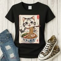 Cute Kawaii Cute Cat Ramen Anime Art For Cat Lovers Women's T-Shirt thumb 3