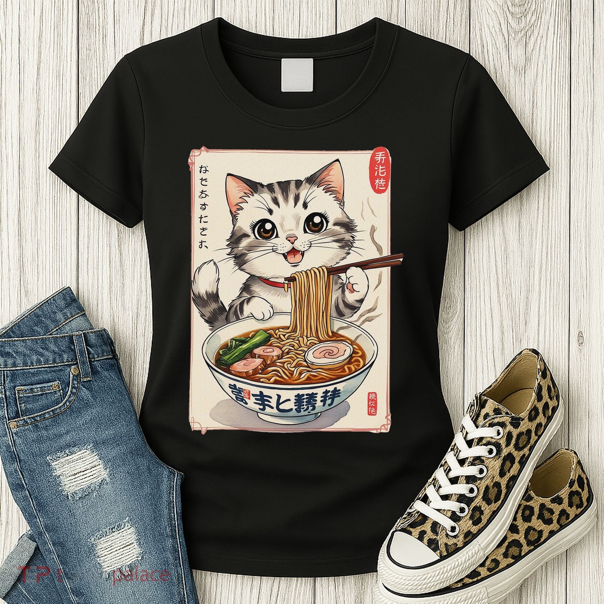 Cute Kawaii Cute Cat Ramen Anime Art For Cat Lovers Women's T-Shirt