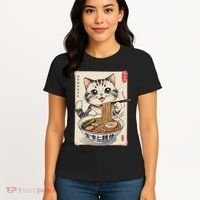 Cute Kawaii Cute Cat Ramen Anime Art For Cat Lovers Women's T-Shirt thumb 4