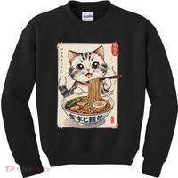 Cute Kawaii Cute Cat Ramen Anime Art For Cat Lovers Kids Sweatshirt thumb 0