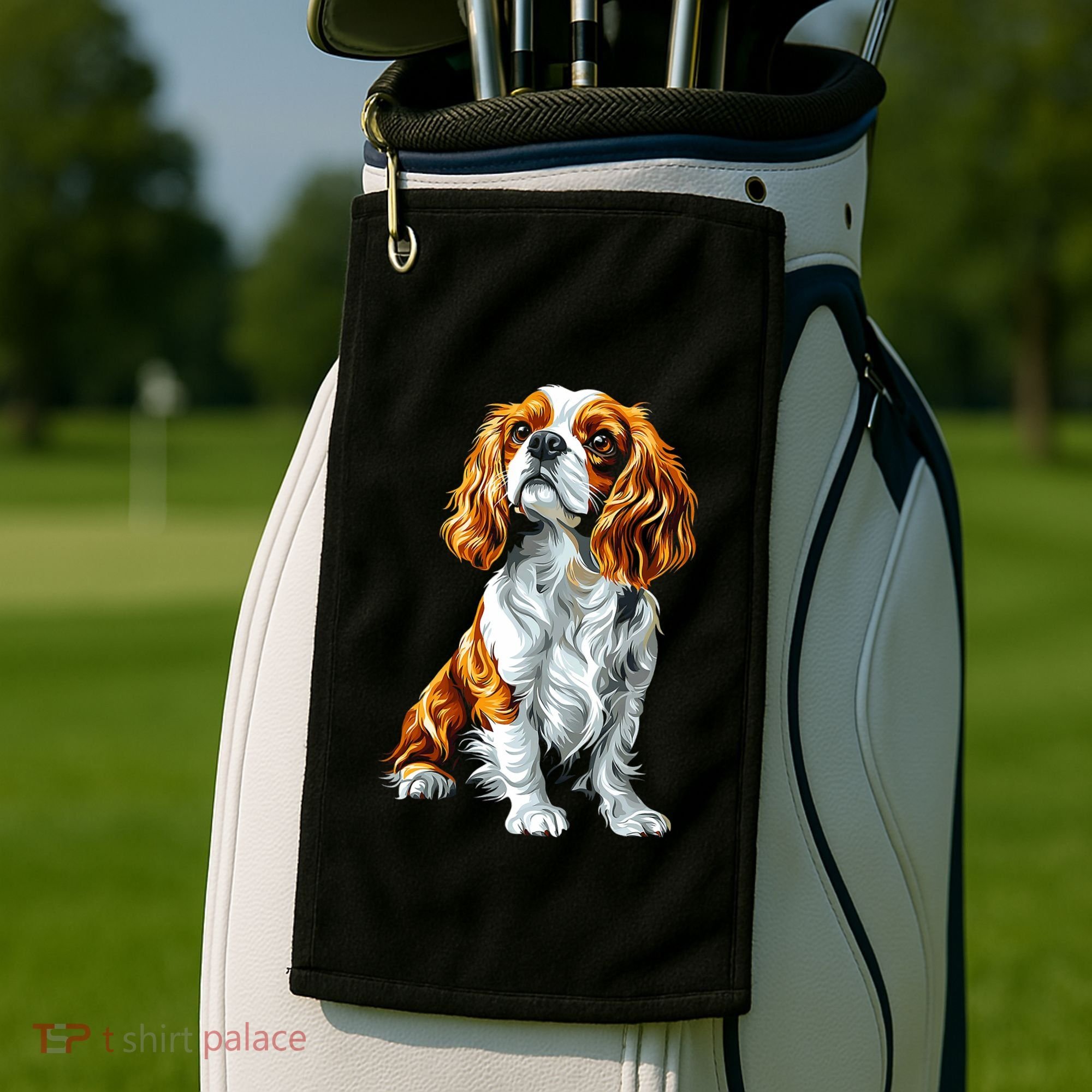 Cavalier King Charles Spaniel Dog Graphic Pet Artwork Golf Towel